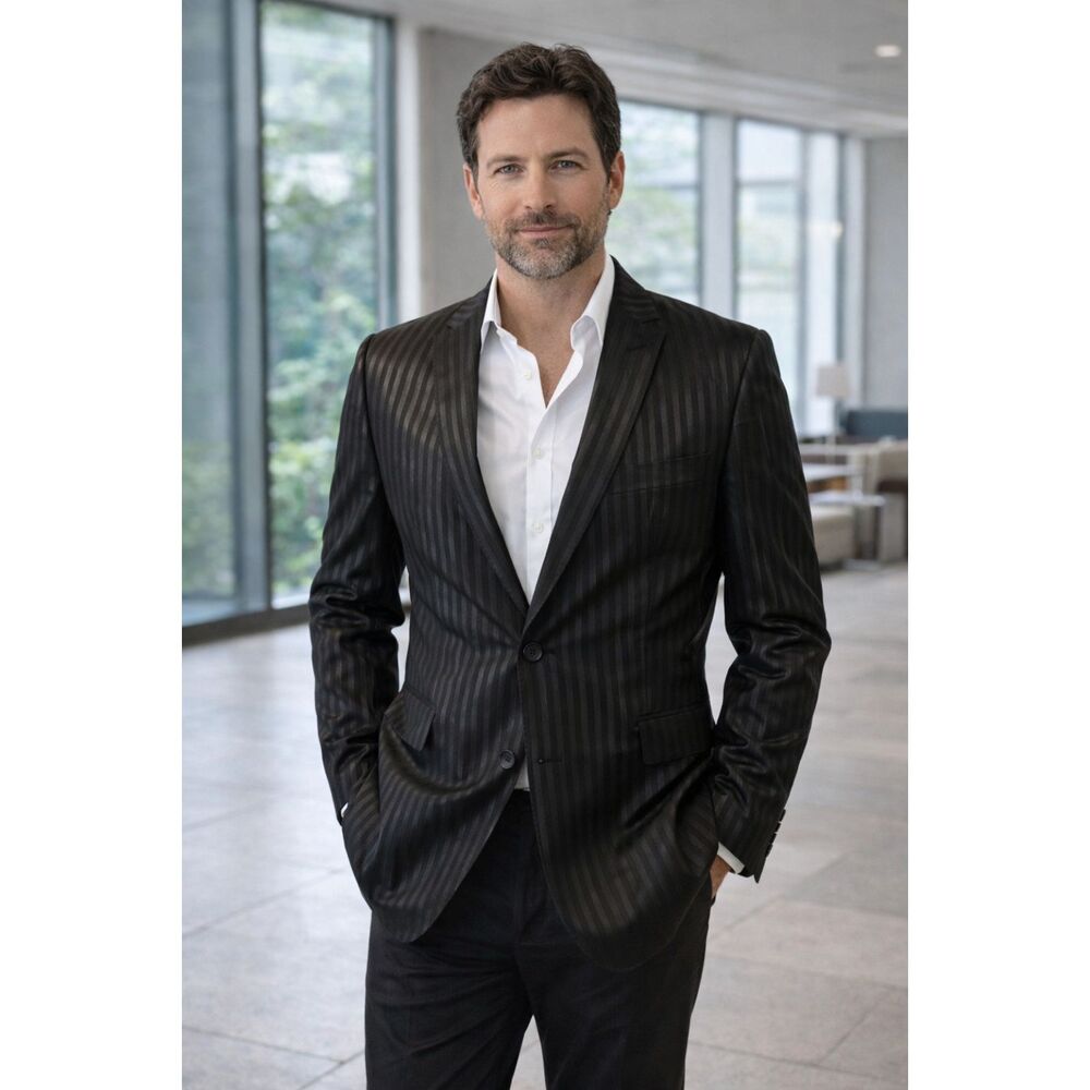 Ben Sherman Black on Black Striped Men's Blazer Medium
